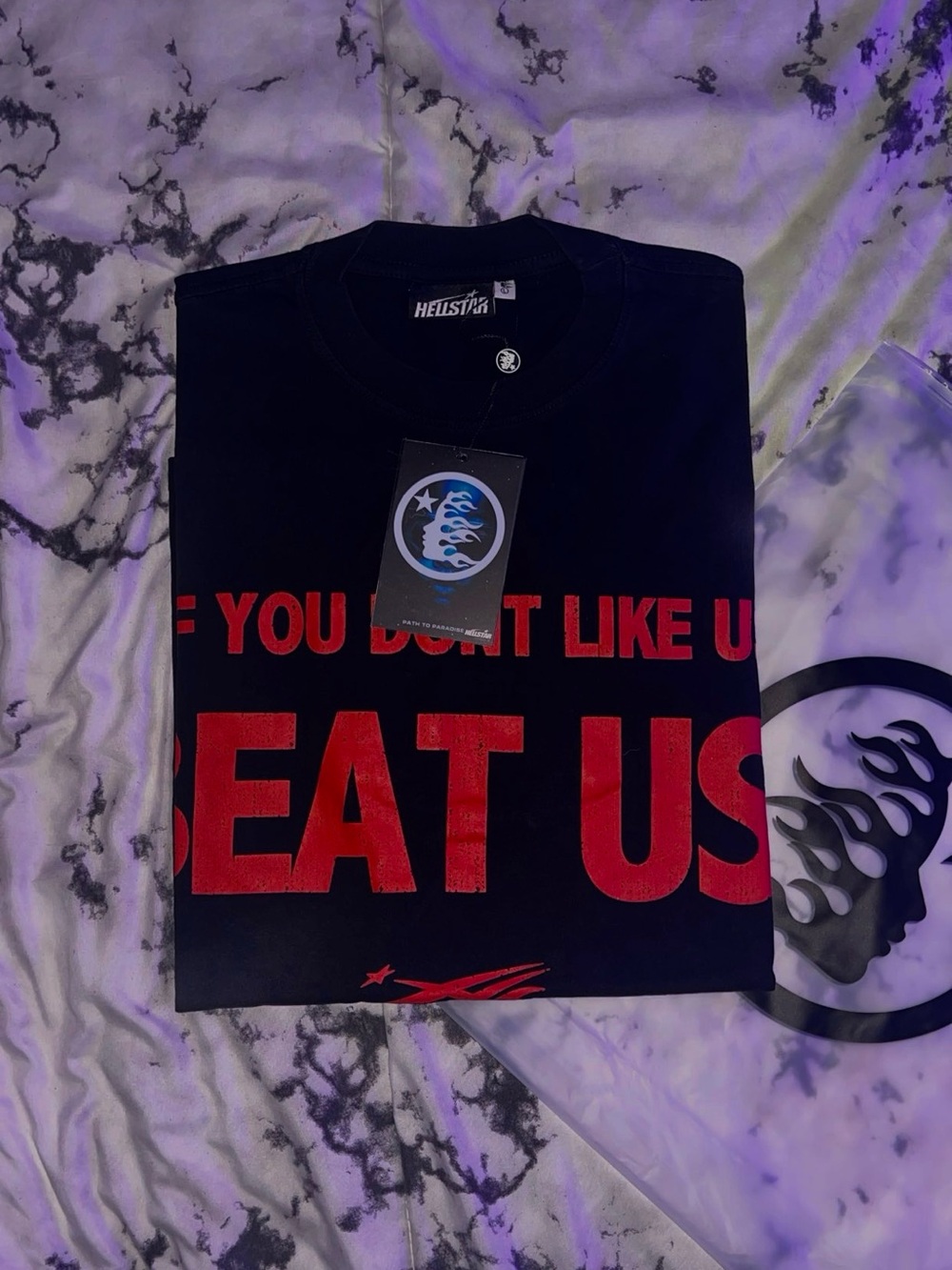 Hellstar Black Graphic Tee with Red Slogan